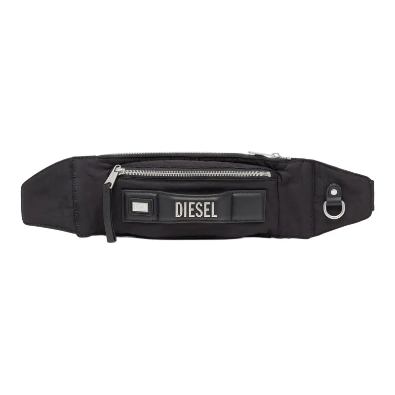 DIESEL Recycled Nylon One Shoulder Crossbody Fanny Pack Unisex Black-0