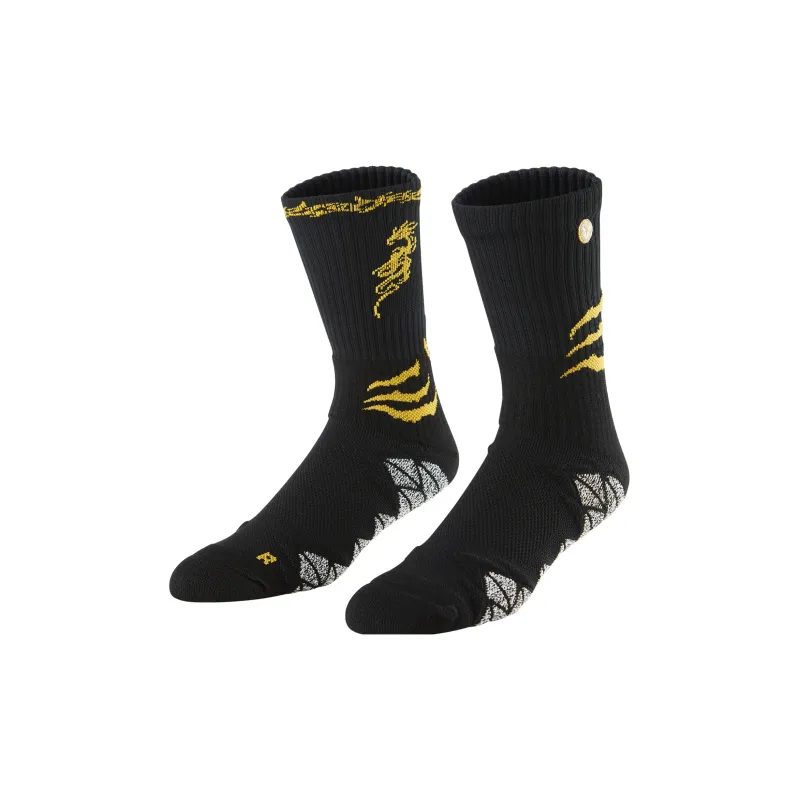 VEIDOORN Year Of The Dragon Series Basketball Socks Unisex Black Gold-28