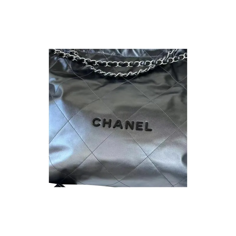 CHANEL 22Bag Gradient Calfskin Bucket Bag, Shoulder Bag, Crossbody Bag Medium Size Women's Silver & Black-2