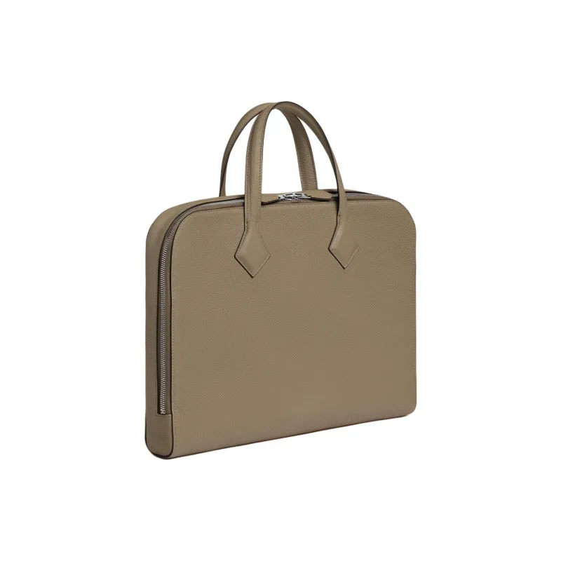 HERMES Victoria Light Togo Calfskin Business Bag Briefcase Handbag Men's 8Q BEIGE MARFA-2