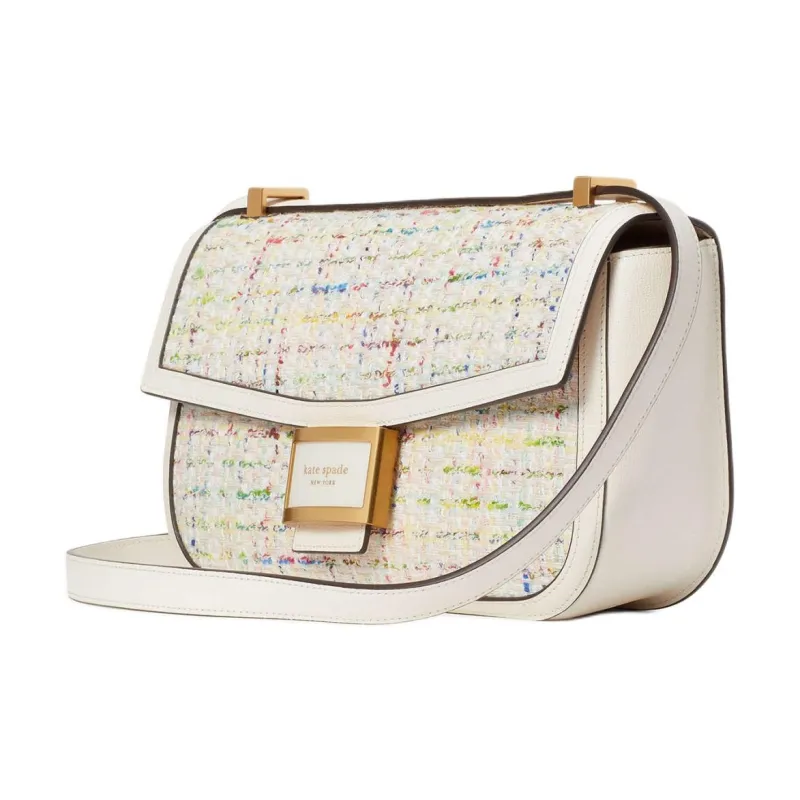 Kate Spade Katy Leather Patchwork Velvet Crossbody Bag Shoulder Bag Women's Cream With Multicolor-1