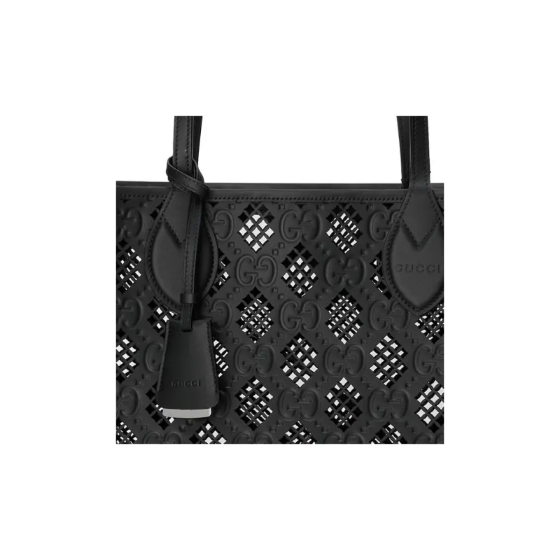 GUCCI Ophidia Leather Tote Bag Shopping Bag Handbag Medium Size Women's Black-8