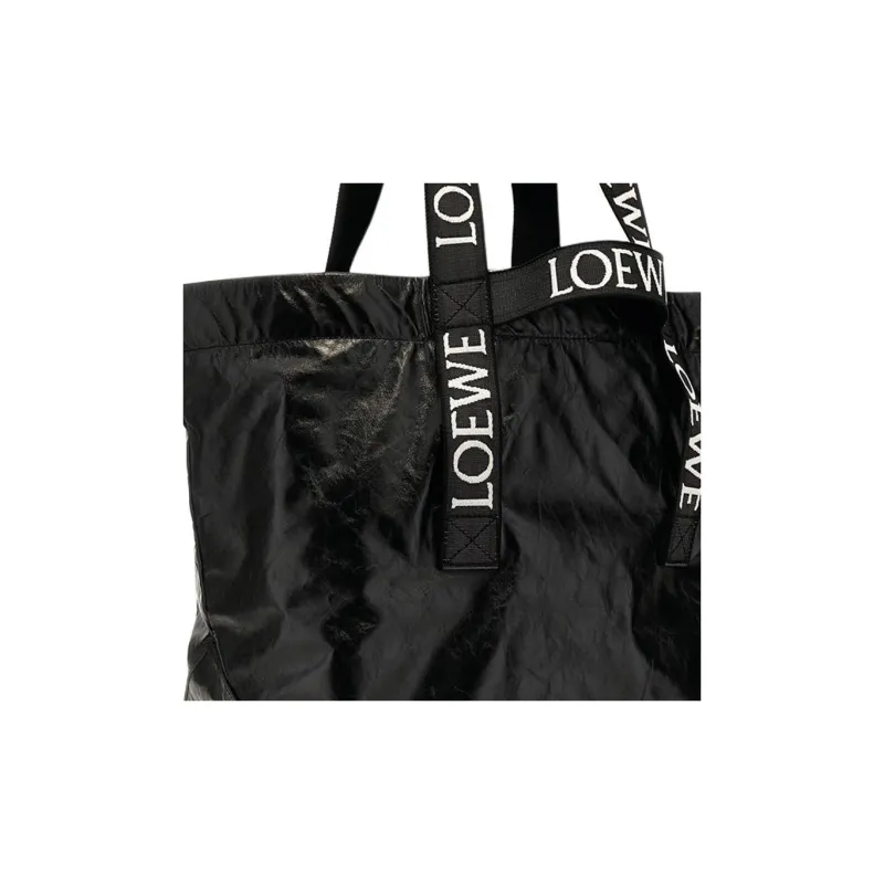 LOEWE Cow Leather Tote Bag Shopping Bag Handbag Unisex Black-3