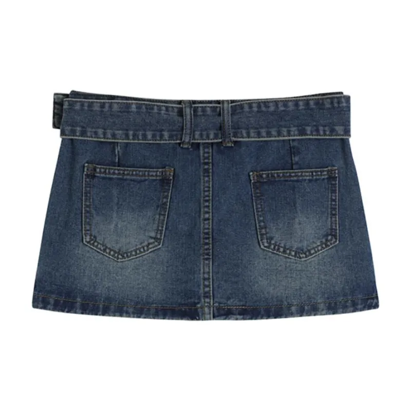 ETSE Casual Short Skirts Women's Blue-1