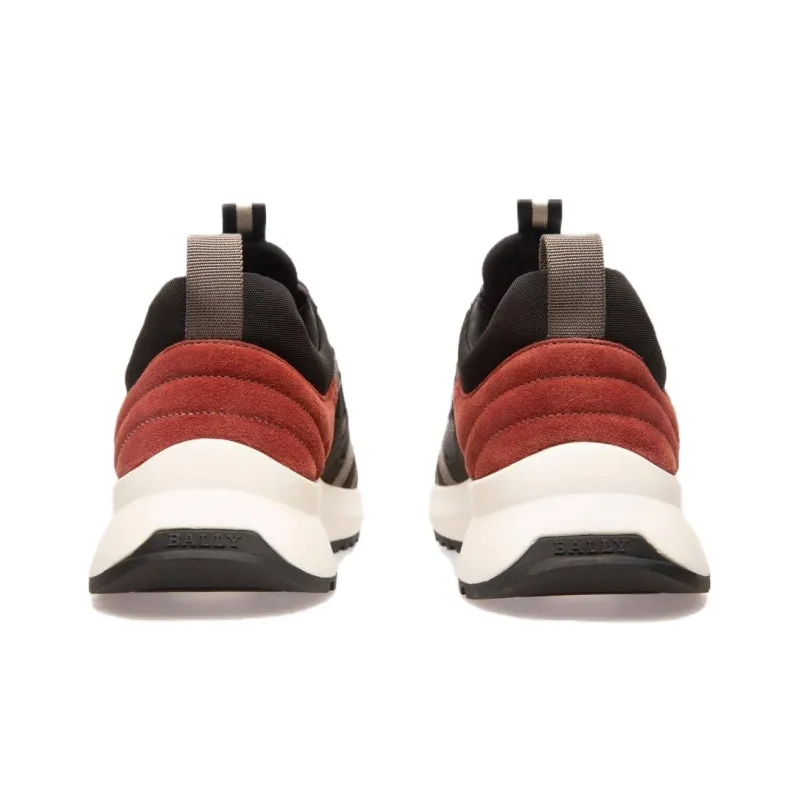 BALLY Slip-Resistant Low-Top Casual Shoes Men's Black Red-4