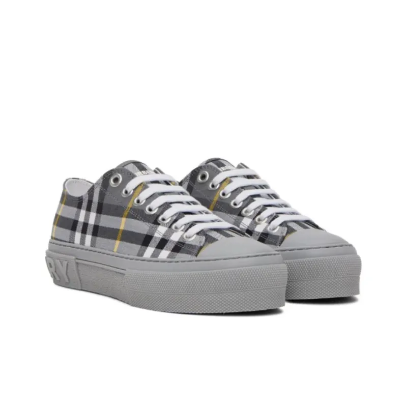 Burberry Check Cotton Sneakers Grey-2