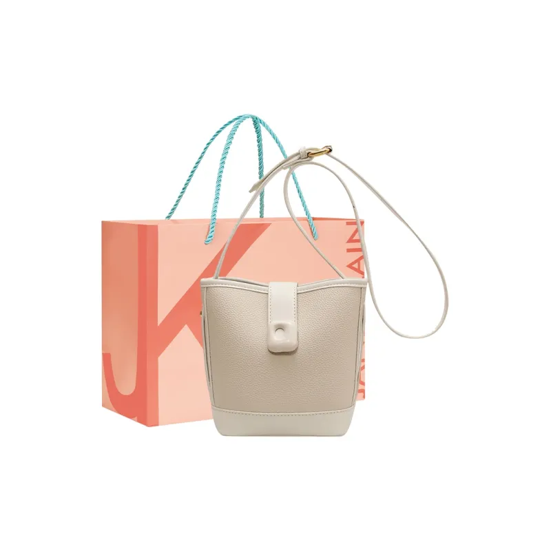 JANE KLAIN PU Bucket Bags One Shoulder Handbag Crossbody Bag Regular Women's Ecru/Black-0