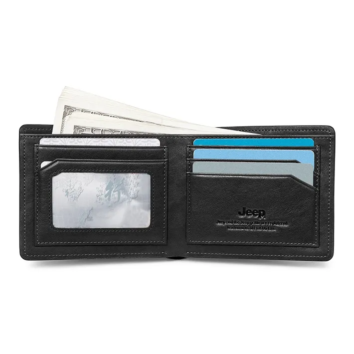 Jeep Soft Top Grain Cow Leather Leather Clip Wallet Regular Men's Black-4