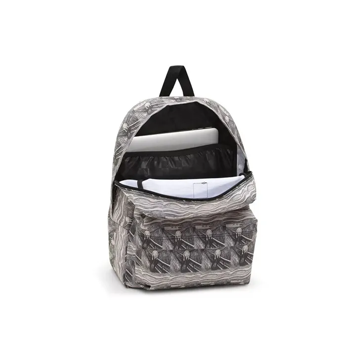 Vans MOMA Old Skool Collaboration Polyester Backpack Regular Unisex Gray White-2