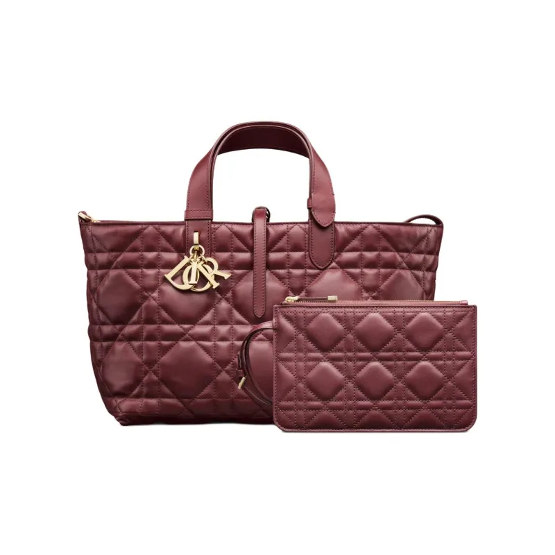 DIOR Calfskin One Shoulder Handbags Medium Size Women's Burgundy-4