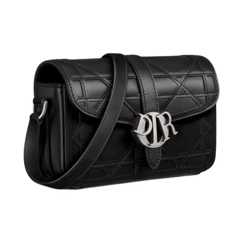 DIOR Cannage Cosmo Leather Shoulder Bag Crossbody Bag Mini Men's Black-1