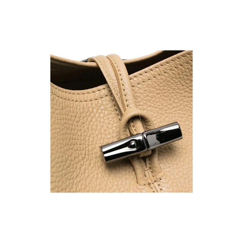 LONGCHAMP Roseau Essential Cow Leather Shoulder Bag, Handbag, Shoulder Bag Trumpets Women's Beige-3