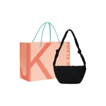 JANE KLAIN Cotton Dumpling Bag, Handbag, Shoulder Bag, Crossbody Bag Women's Black/Ecru/Yellow