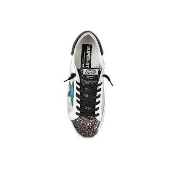 Golden Goose Super Star Stylish Skateboarding Shoes Men's White Blue Distressed Style-3