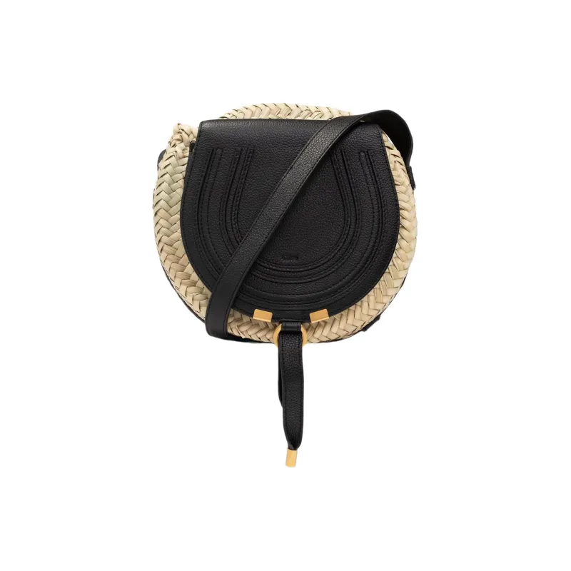 Chloe Marcie With Calfskin Shoulder Bag, Crossbody Bag Regular Women's Beige & Black-0