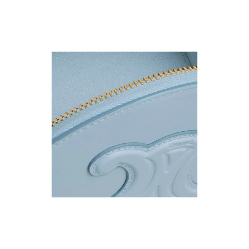 CELINE Calfskin Crescent Bag Shoulder Bag Crossbody Bag Handbag Mini Women's Light Blue-4