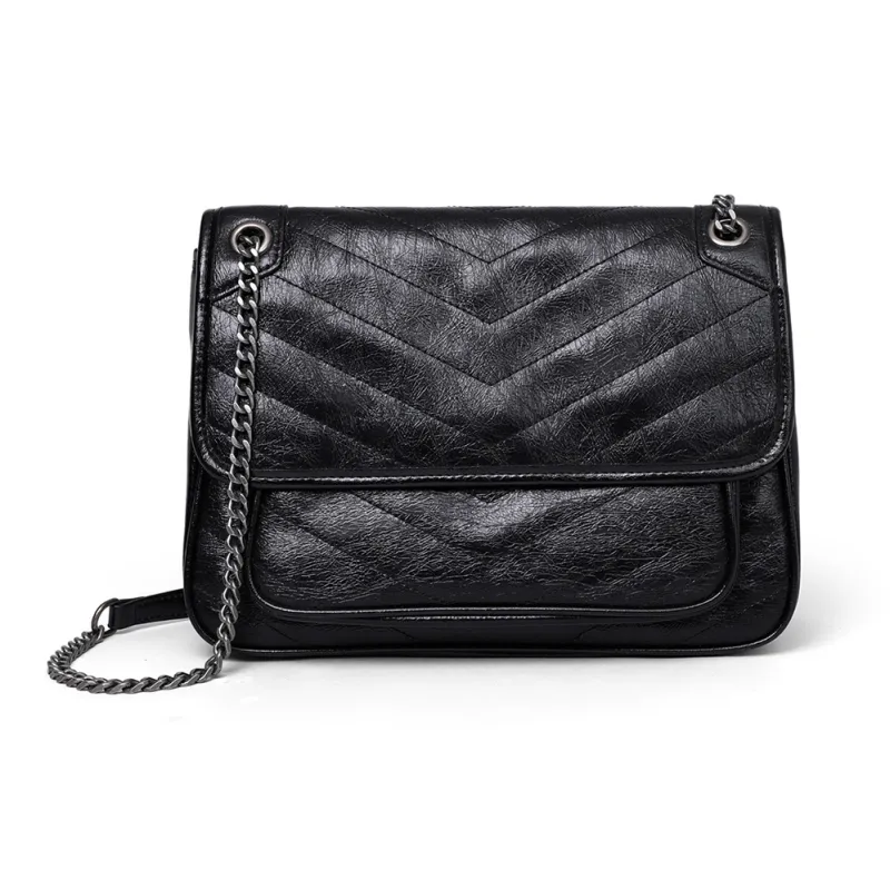 COMELY Synthetic Leather Chain Bag Shoulder Bag Messenger Bag Hobo Bag Regular Women's Black-1