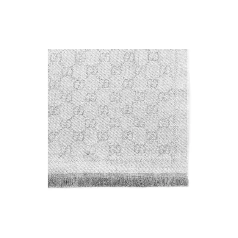 GUCCI Knit Scarves Unisex Light Gray-2