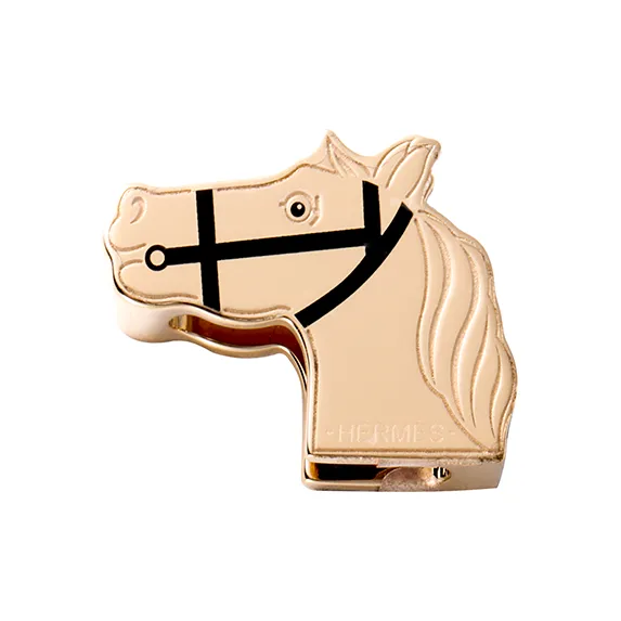 HERMES Other Accessories Unisex Light Gold/Lacquered Finish Black-1
