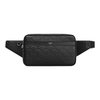CELINE Triomphe Cow Leather Sling Bag, One Shoulder, Crossbody, Fanny Pack Men's Black