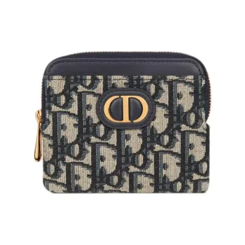 DIOR 30 Montaigne Jacquard Fabric Wallet Women's Blue