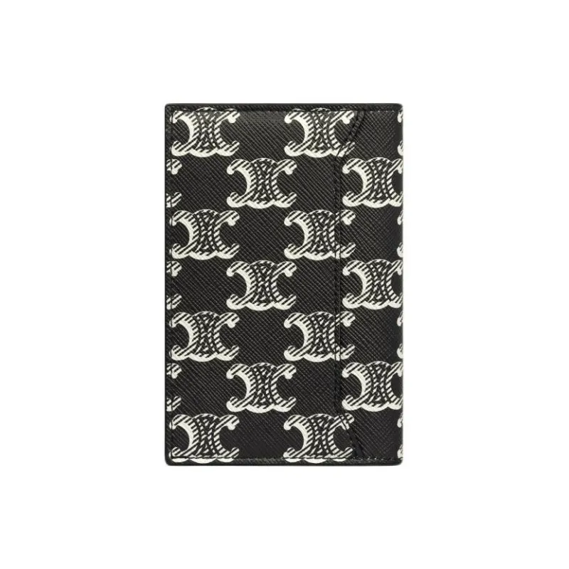 CELINE Cow Leather Card Holder Men's ** Black & White-2