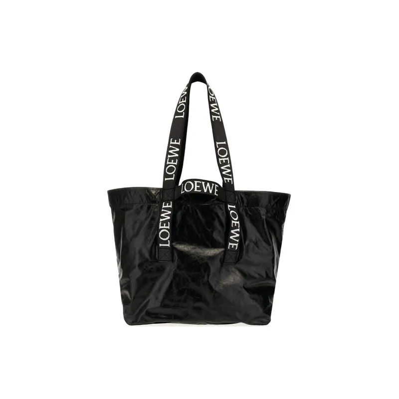 LOEWE Cow Leather Tote Bag Shopping Bag Handbag Unisex Black-0