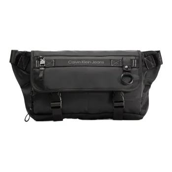CALVIN KLEIN Twill Nylon Shoulder Bag, Crossbody Bag Men's Black