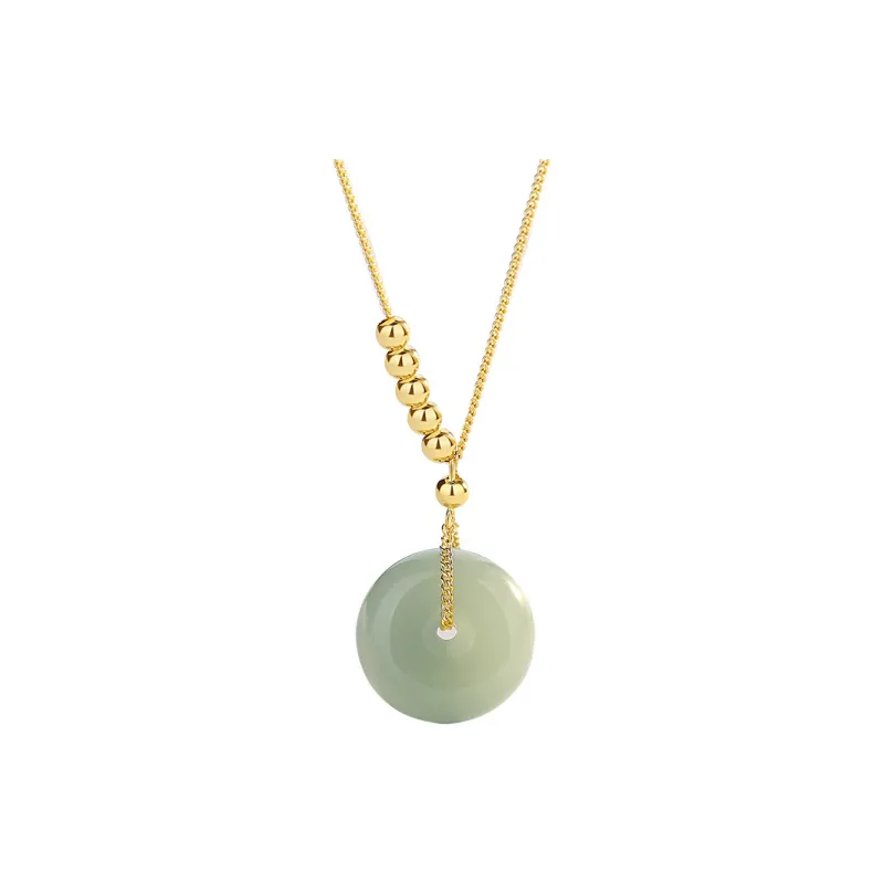 Artisan Lock Heart Jade Chalcedony Jade Necklaces Unisex-5
