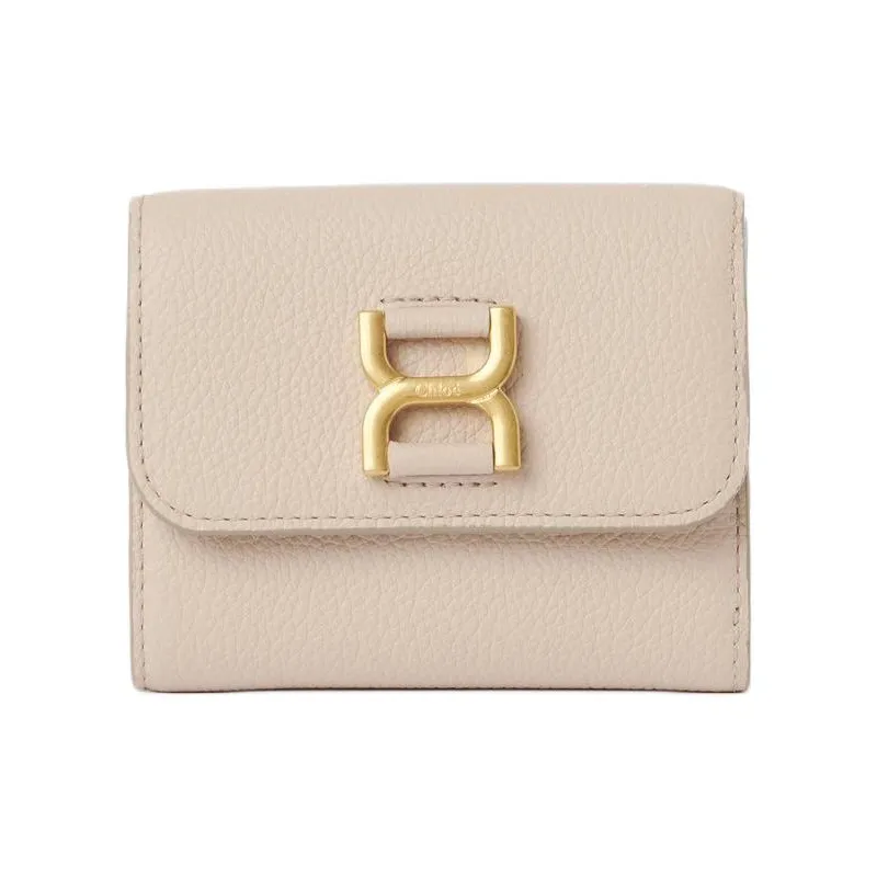 Chloe Marcie Grain Calfskin Card Holder, Wallet Trumpets Women's Cement Pink-0