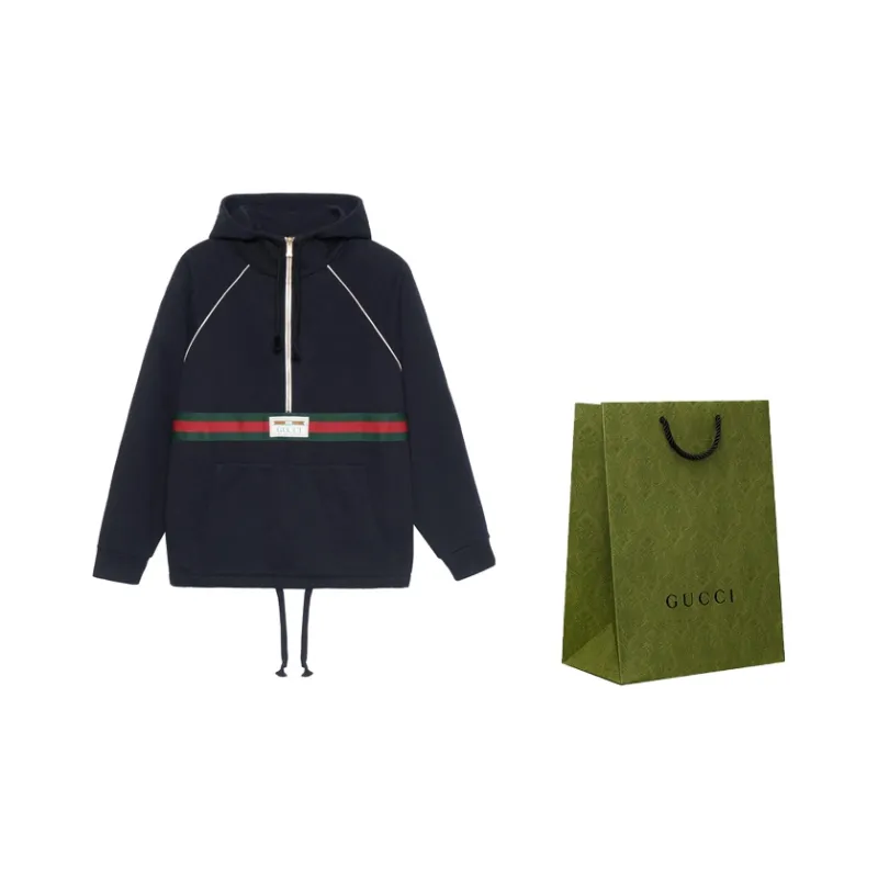GUCCI Web stripe Cotton Hoodie-2