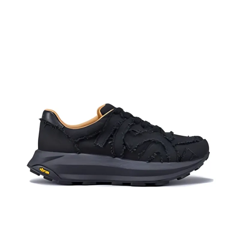 TSUBO CR Distressed Cushioned Wear-Resistant Lightweight Low-Top Casual Shoes Unisex Black-1