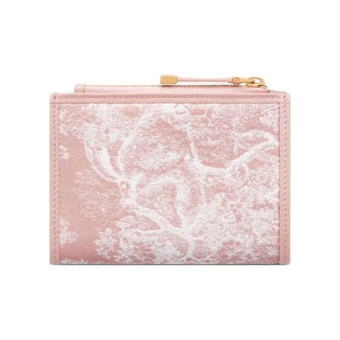 DIOR 30 Montaigne Toile De Jouy Jacquard Fabric Wallet Women's Pink-2