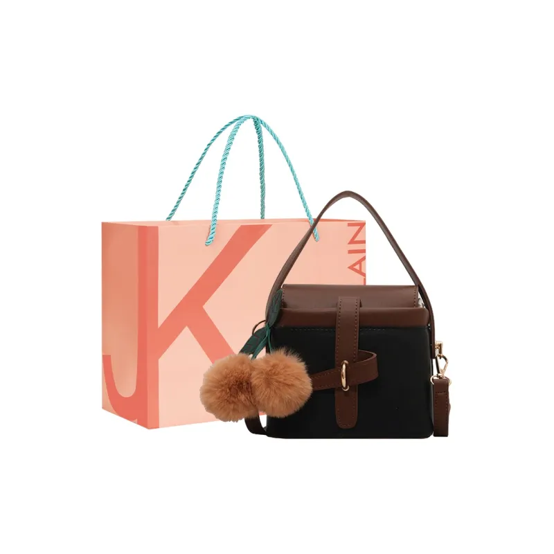 JANE KLAIN PU Bucket Bag, Shoulder Bag, Crossbody Bag, Handbag Regular Women's Black/Khaki-0