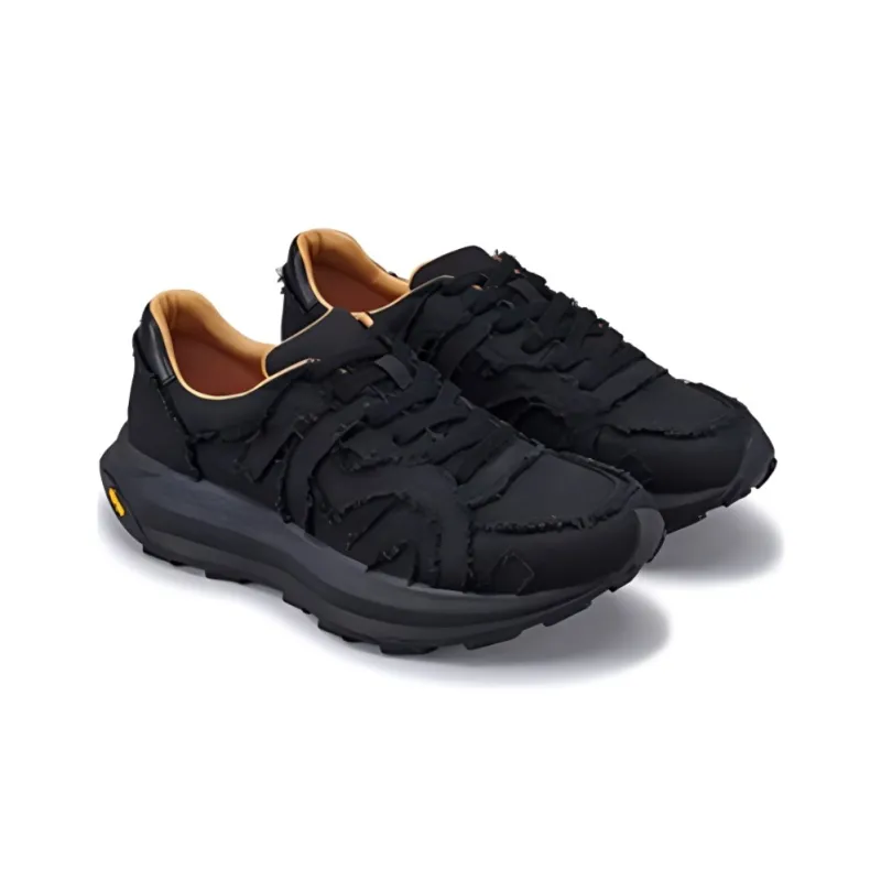 TSUBO CR Distressed Cushioned Wear-Resistant Lightweight Low-Top Casual Shoes Unisex Black-3
