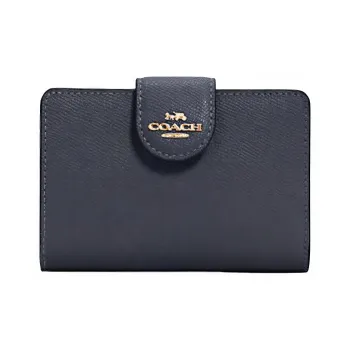 COACH Leather Card Holder Wallet Medium Size Women's Dark Night Blue