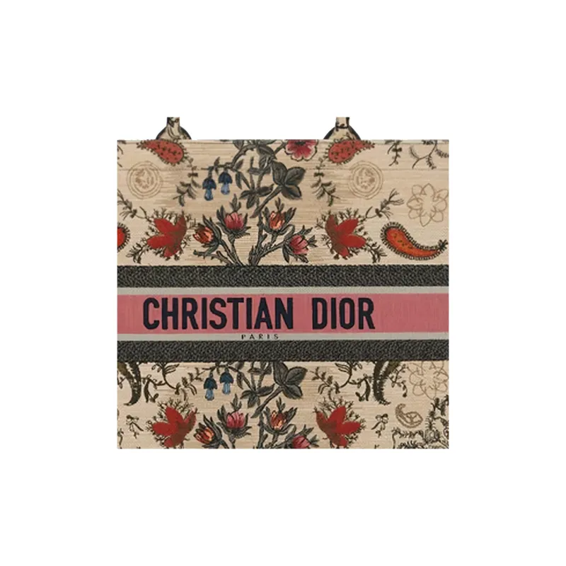 DIOR BookTote Canvas One Shoulder Tote Handbag Large Size Women's Multicolor-4