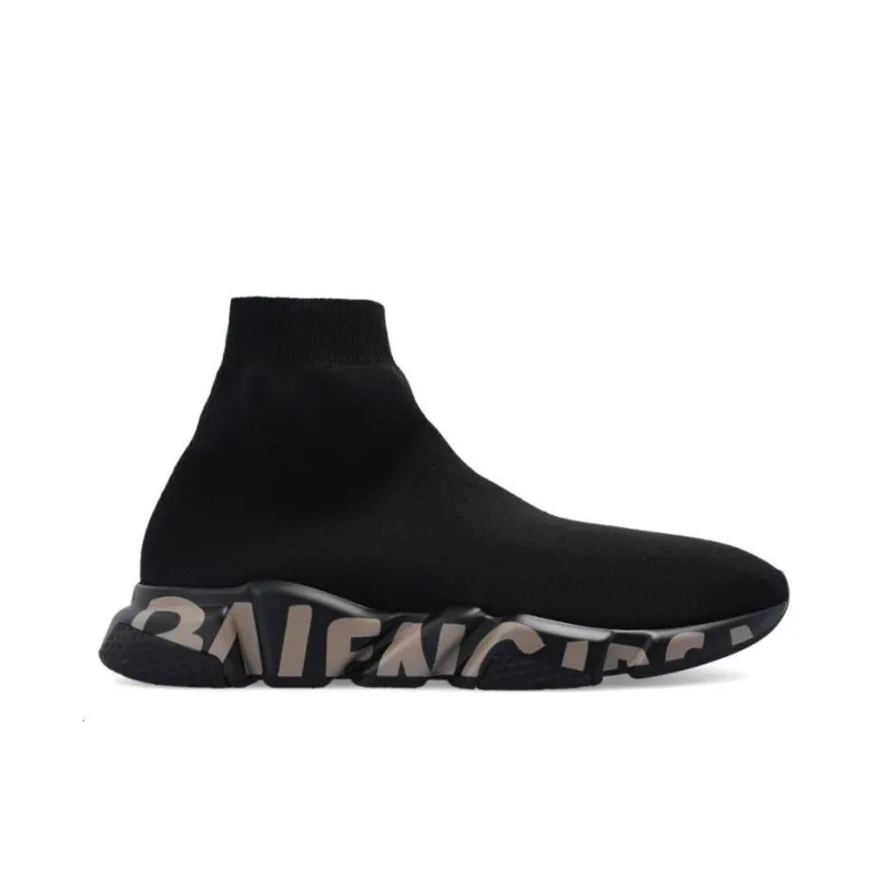 Balenciaga Speed Graffiti Trainers Black Dark Beige-1