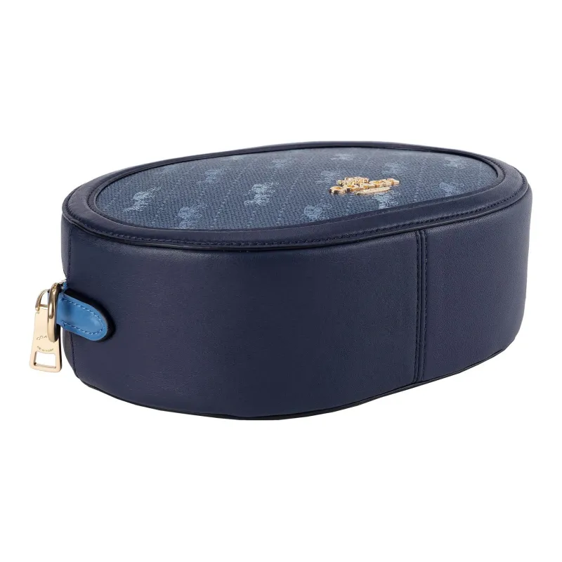 COACH Leather Round Camera Bag, Shoulder Bag, Crossbody Bag Trumpets Women's Marine Blue-3