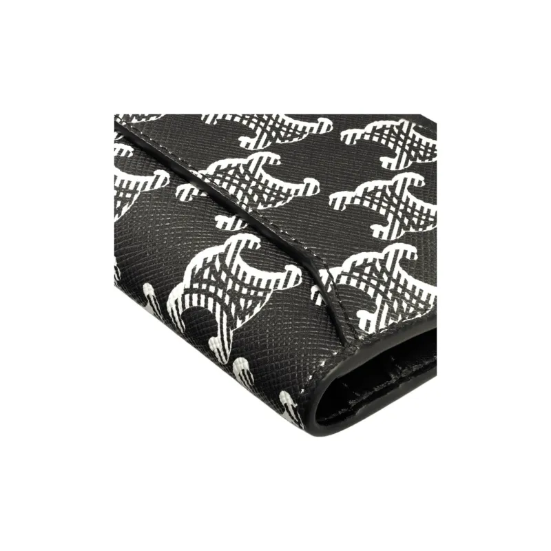 CELINE Cow Leather Card Holder Men's ** Black & White-4