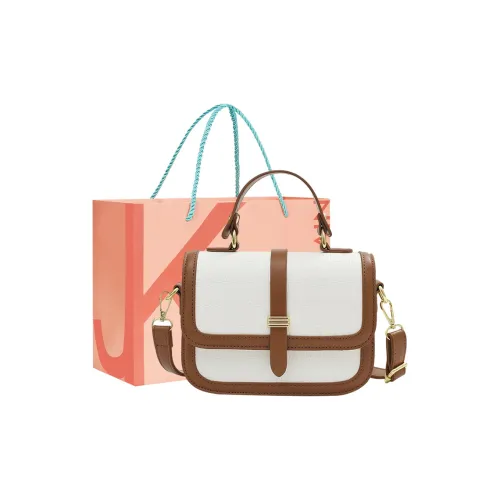 JANE KLAIN PU Small Square Bag, Shoulder Bag, Crossbody Bag, Handbag Small Size Women's White & Brown/Black