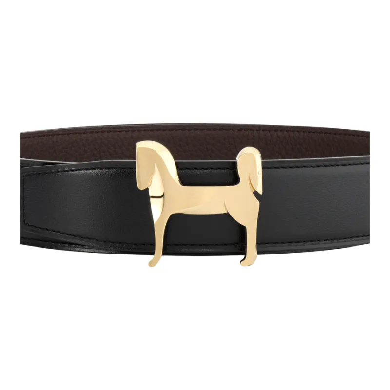 HERMES Togo Calfskin Double-Sided Leather Leather Belts Men's Black Width: 3.2cm-2