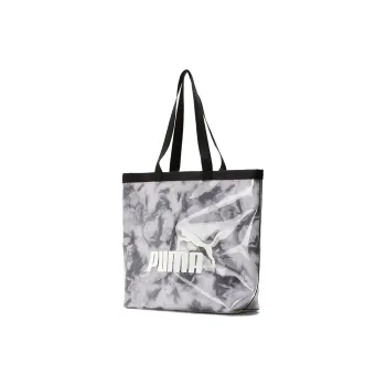 PUMA Polyurethane Tote Bag Shopping Bag Shoulder Bag Handbag Large Size Unisex White/Black