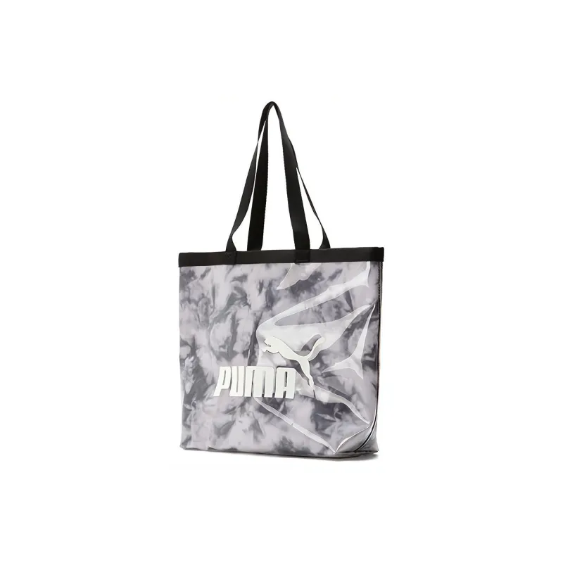 PUMA Polyurethane Tote Bag Shopping Bag Shoulder Bag Handbag Large Size Unisex White/Black-0