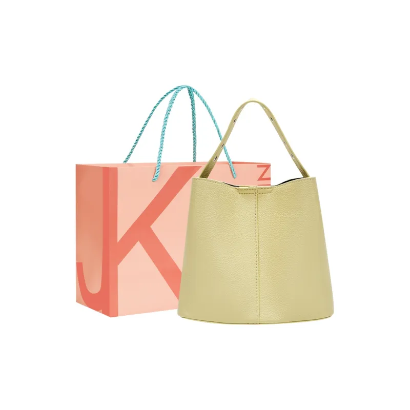 JANE KLAIN PU Bucket Bag, Handbag, Shoulder Bag, Crossbody Bag Small Size Women's Ecru/Yellow-5