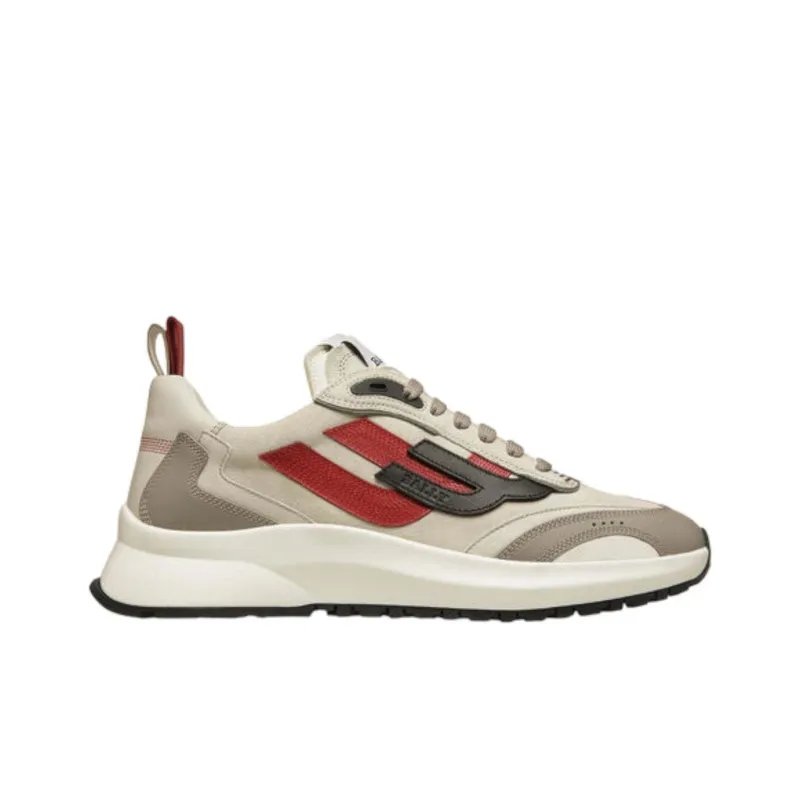 BALLY Slip Resistant Low Top Casual Shoes Men's Beige Black Red-1
