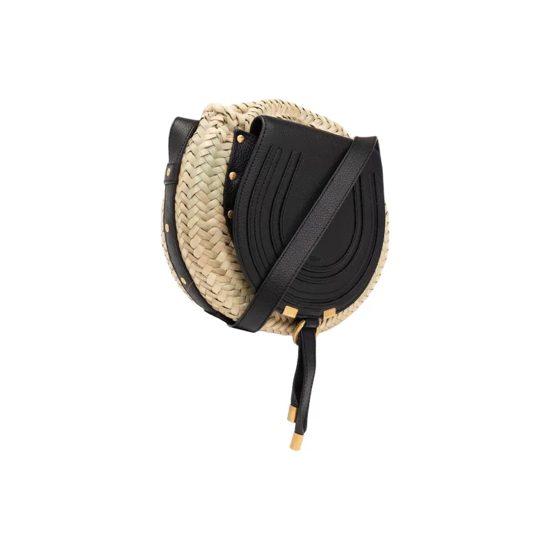 Chloe Marcie With Calfskin Shoulder Bag, Crossbody Bag Regular Women's Beige & Black-1