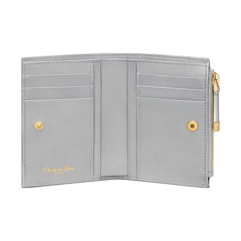 DIOR 30 Montaigne Toile De Jouy Jacquard Fabric Wallet Women's Gray-4