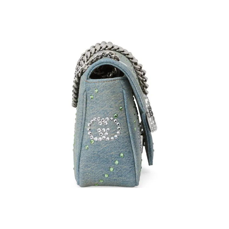GUCCI GG Marmont Denim Portable Crossbody Bag Shoulder Bag Women's Light Blue-3