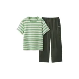 Men's Pants in Grass Green with Horizontal Stripes